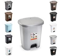 plastific Foot Pedal Bin Dustbin Rubbish Paper Waste Kitchen Office Plastic Bins plastic bathroom bin (Silver, 18L)