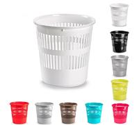 plastific Foot Pedal Bin Dustbin Rubbish Paper Waste Kitchen Office Plastic Bins Plastic Bathroom Bin (White Open-Top Round Paper Bin, 10L)