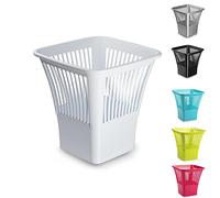 plastific Foot Pedal Bin Dustbin Rubbish Paper Waste Kitchen Office Plastic Bins Room Bin Bedroom Pedal Bins for Kitchen (White Open-Top Square Paper Bin, 10L)
