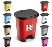 plastific Foot Pedal Bin Dustbin Rubbish Paper Waste Kitchen Office Plastic Bins Slim Pedal Bin Pedal Bins for Kitchen (Pedal Bin Red with Black Lid (D2), 18L)