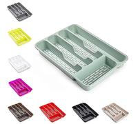 plastific Large Cutlery Tray Flatware Organiser Strong Plastic Drawer Sliding Tidy Cutlery Drawer Tray | Kitchen Storage Utensils and Knives Organizer (33 X 24 X 4.3, Mint Green)