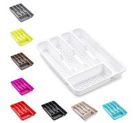 plastific Large CUTLERY TRAY Flatware Organiser Strong Plastic Drawer Sliding Tidy Cutlery Drawer Tray | Kitchen Storage Utensils and Knives Organizer (33 x 24 x 4.3, White)