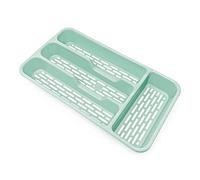 plastific Large CUTLERY TRAY Utensils Spoon Fork Holder Flatware Organiser for Kitchen Organiser Strong Plastic Drawer Sliding Tidy (33 x 17.5 x 4.3 slim, Mint Green)