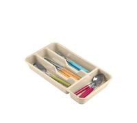 PLASTIFIC Large CUTLERY TRAY Utensils Spoon Fork Holder Flatware Organiser for Kitchen Organiser Strong Plastic Drawer Sliding Tidy (33 x 17.5 x 4.3 slim, Taupe)