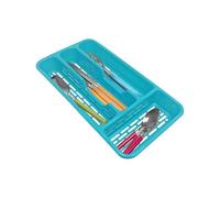 plastific Large CUTLERY TRAY Utensils Spoon Fork Holder Flatware Organiser for Kitchen Organiser Strong Plastic Drawer Sliding Tidy (33 x 17.5 x 4.3 slim, Turquoise)