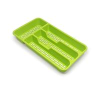 plastific Large CUTLERY TRAY Utensils Spoon Fork Holder Flatware Organiser for Kitchen Organiser Strong Plastic Drawer Sliding Tidy (33 x 17.5 x 4.3 slim, Green)
