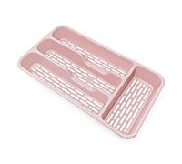 plastific Large CUTLERY TRAY Utensils Spoon Fork Holder Flatware Organiser for Kitchen Organiser Strong Plastic Drawer Sliding Tidy (33 x 17.5 x 4.3 slim, Pink)