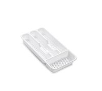 PLASTIFIC Large CUTLERY TRAY Utensils Spoon Fork Holder Flatware Organiser for Kitchen Organiser Strong Plastic Drawer Sliding Tidy (33 x 17.5 x 4.3 slim, White)