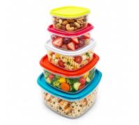 plastific Pack of 5 Food Storage Containers with Lids, 220ml, 350ml, 600ml, 1200ml & 2000ml Airtight BPA Free Kitchen Storage Boxes, Stackable Leakproof Meal Prep Containers, Microwave & Freezer Safe