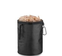 plastific Peg Bag with Hanging Clip, 600D Waterproof Weather Resistant Clothes Peg Bag, Rotary Dryer Peg Bag for Laundry Clothes Pegs, Indoor Outdoor Pegs Organizer Storage Use (Black - 20 x 28cm)