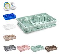 plastific Plastic Dish Drainer Plate Cutlery Rack Kitchen Sink Utensil Draining Cup Holder Drying Rack Draining Rack Sink Drainer Kitchen Gadgets ((45 x 29.7 x 8cm, Mint Green))