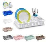 plastific Plastic Dish Drainer Plate Cutlery Rack Kitchen Sink Utensil Draining Cup Holder Sink Drainer For Kitchen Countertop (45 x 29.7 x 8cm, White)