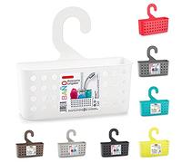 plastific plastic hanging shower basket bathroom caddy basket organizer shower caddy plastic wall toiletry washroom shower organizer (White, 26 x 8 x 24 cm)