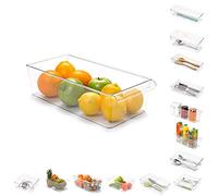 PLASTIFIC Plastic Kitchen Freezer Drawer Fridge Storage Box Rack Holder Slide Shelf Organizer (Design No 11-18 x 37 x 10cm)