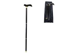 Plastific Screw and Portable Wooden Walking Stick, Adjustable Height Folding Extendable Walking Cane, Lightweight Flexible and Durable Walking Aid Mobility Collapsible Walking Stick (Black Wooden)