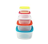 plastific Set of 5-220/350/600/1200/2000ml Food Storage Container Stackable Food Prep Container with Lid, Airtight BPA-Free, Microwave, Freezer & Dishwasher Safe (Assorted Color)