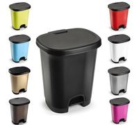 Plastific Slim Pedal Bin - 27L Black Pedal Bin for Kitchen