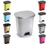 Plastific Slim Pedal Bin - 27L Silver Pedal Bin for Kitchen