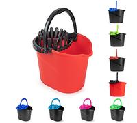 PLASTIFIC Strong and Durable Plastic Bucket with Carry Handle - Wringer Power Mop Bucket, Easy Mop Cleaning Suitable for Home (1A - 14L - Red Easy Drain Mop Bucket)