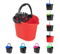 PLASTIFIC Strong and Durable Plastic Bucket with Carry Handle - Wringer Power Mop Bucket, Easy Mop Cleaning Suitable for Home (1A - 14L - Red Easy Drain Mop Bucket)