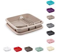 plastific Taupe Plastic Dish Drainer Plate Cutlery Rack Kitchen Sink Utensil Draining Cup Holder Drying Rack Draining Rack Sink Drainer Kitchen Gadgets (39 x 39 x 7.5cm)