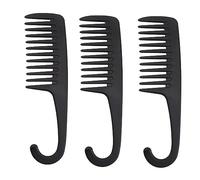 PLASTIFIC Unisex Hair Comb Brush Pocket Travel Portable Beard Mustache Palm Hair Styling Tools Scalp Massage Black Shampoo Comb Head Massager Scalp Brush (Pack of 3 - Wet Hair Combs)