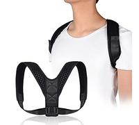 plastific Unisex Neoprene Posture Corrector Upper Back Brace for Clavicle Support, Adjustable and Breathable Providing Pain Relief from Neck, Back & Shoulder (Black - Back Posture Corrector D1)
