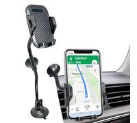 plastific Universal Car Phone Mount Holder for 3"-7" Cell Phones | Flexible Arm with Strong Suction Cup | Dashboard & Windshield Stand | PVC Material | 360° Rotation, Secure Grip