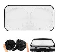 PLASTIFIC Universal Foldable Silver Car Windshield UV Visor Cover Front Rear Window Shade to Block UVR Keeping Your Vehicle Cooler (Silver With Pouch, 150 x 70cm)
