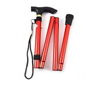 Plastific Walking Stick, Easy Adjustable Height Folding Extendable Walking Cane, Lightweight Flexible and Durable Walking Aid Mobility Aid Collapsible Walking Stick (Red)