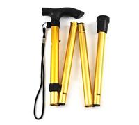 Plastific Walking Stick, Easy Adjustable Height Folding Extendable Walking Cane, Lightweight Flexible and Durable Walking Aid Mobility Aid Collapsible Walking Stick (Golden)