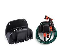 PLASTIFIC Wall Mounted Garden Hose Pipe Cable Hanger Holder Tidy Bracket Rack Fence Shed Comfort Grip & Rust Resistant - Professional Gardening Tool (1A-Black) Hose Holder Wall Mounted