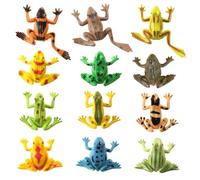 Plastiic Frog Figurines - Inspire Creativity, Realistic Amphibian Shapes Life Look, 12 Pieces Pack + 5cm Miniature Size, Durrable Solid Compound Material - For Sorting & Class Table