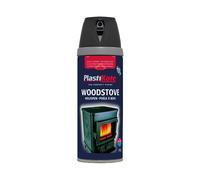 Plastikote Wood Stove Aerosol Spray Paint Black 400ml