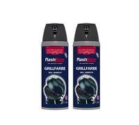PlastiKote Barbeque BBQ Black Twist & Spray Paint 400ml - 2.23m² Coverage per can - Heat Resistant - Fully Dry in 3 Hours. (Set of 2)