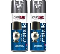 PlastiKote Brilliant Metallic Spray Silver 400ml (Pack of 2)