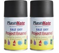 PlastiKote Fast Dry Enamel Spray Paint Matt Black 100ml - Quick-Dry, Durable Matte Finish for Metal, Wood & Plastic - Ideal for Touch-Ups, DIY, Crafts & Home Projects (Pack of 2)