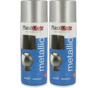 PlastiKote Metallic Spray Paint Silver 400ml - Durable Finish for Metal, Wood, Plastic & More | Quick-Dry, Smooth Coverage, Ideal for DIY, Crafts & Home Projects (Pack of 2)