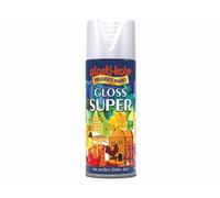 Plastikote Super Gloss Paint White Black Yellow Red Orange Green Aerosol 400ml