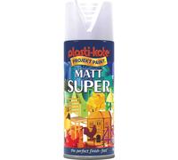 Plastikote 011107 Matt Super Spray White 400Ml