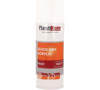 Plastikote Trade Quick Dry Acrylic Spray Paint Matt White 400ml