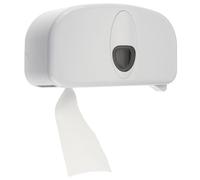 PlastiQline 2020 Plastic 2-Roll Toilet Paper Holder Wall Mounted Dispenser White