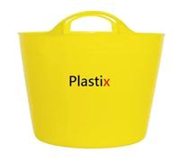 Plastix 14L 14 Litre Small Flexi Plastic Storage Tub Flexible Bucket Container with Grip Handles (Yellow)