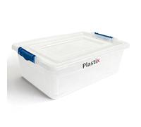 Plastix 32L storage box containers with lids (Pack of 1),Really useful plastic box for Store Home & Office stuff Stackable [UK Made]