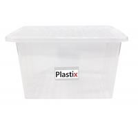 Plastix 35L Clear large Plastic Storage Box With Lid Heavy Duty containers for Store Home & Office stuff Stackable [UK Made]