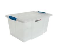 Plastix 50L storage box containers with lids (Pack of 1),Really useful plastic box for Store Home & Office stuff Stackable [UK Made]