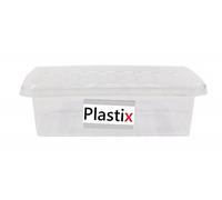 Plastix 6L 6 Litre Clear Plastic Storage Box With Clear Lids Home Office Stackable UK Made