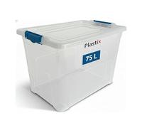 Plastix 75L storage box containers with lids (Pack of 1),Really useful plastic box for Store Home & Office stuff Stackable [UK Made]