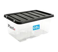 Plastix Storage Box With Lids (1 x 8L) plastic storage box with lid, Clear Multipurpose Nestable Stackable Storage Boxes With Lid Containers For Home, Kitchen, Garage, Office, Accessories, UK Made