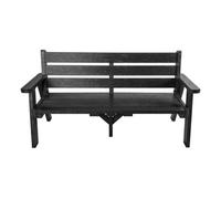 Plaswood Garden Bench - Premium Quality, Recycled Plastic, Black - 3 Seater